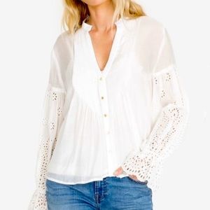 ✨NWT✨ Johnny Was Jade Paz Eyelet Pintucked Blouse- white (S)